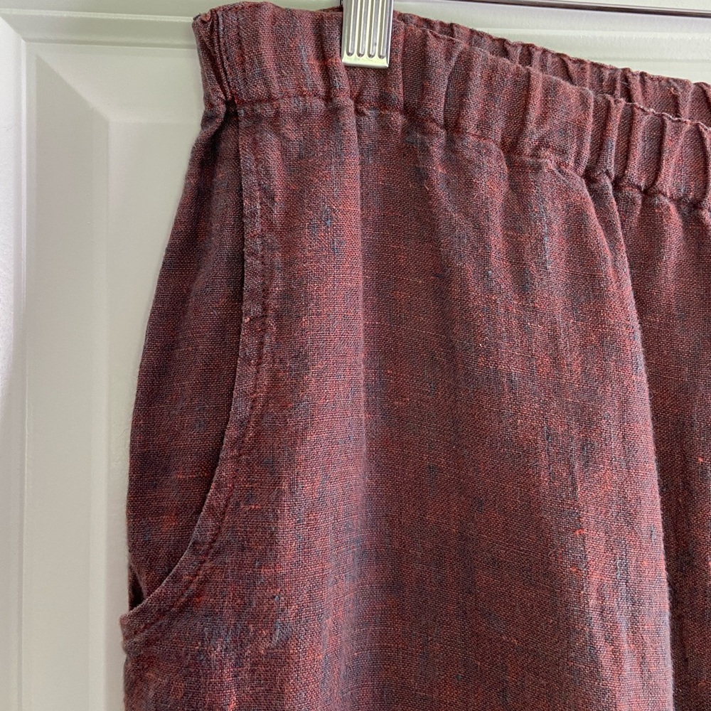 FLAX Linen Pants High Rise Wide Leg Cropped Texture Slub Lagenlook Coastal Sz S - Picture 4 of 14
